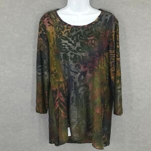 Ali Miles Women's Tunic Top Medium‎ Multicolor Animal Print Long Sleeve Knit